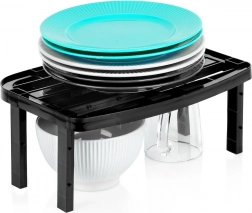 Raft de bucătărie stivuibil, negru, înălțime reglabilă 31 × 22 × 14,5/11,5 cm