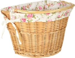 Coș din nuiele pentru partea frontală a bicicletei, cu inserție florală și prindere rapidă click