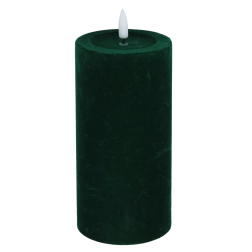 Lumânare LED cu flacără pâlpâitoare, velur roșu-verde 7,5 × 18,5 cm - 1 bucată