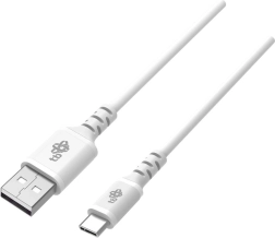 Cablu din silicon USB–USB‑C 1 m, alb, cu suport QUICK CHARGE