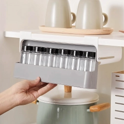 Organizator glisant pentru condimente cu 6 borcănașe, fără găurire