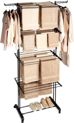 Uscător vertical metalic pentru rufe pe roți XXL 74,5 × 64 × 225 cm