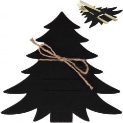 Set de huse pentru tacâmuri în formă de brad de Crăciun, negre, 4 buc.