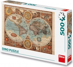 Puzzle Dino hartă antică a lumii - 500 de piese