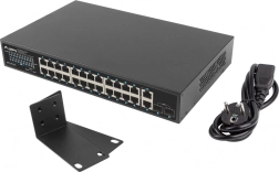 Lanberg switch PoE+ gigabit cu 24 porturi, 250 W, cu 2x SFP și 2x uplink