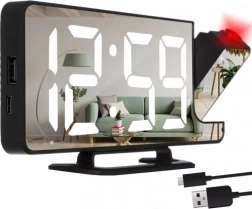 Ceas desteptător LED cu proiector și oglindă