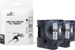 Bandă TBTD-40913 pentru DYMO, negru pe alb, 9 mm, 2 buc