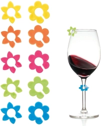 Marcaje colorate pentru pahare și păhărele – flori, 10 buc.