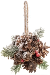 Glob decorativ suspendat din plastic, în formă de con, roșu, 12 cm