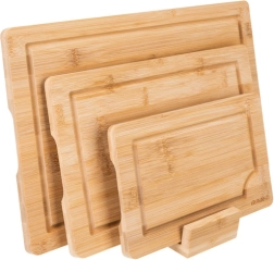 Tocătoare din bambus RUHHY 3‑în‑1 cu suport