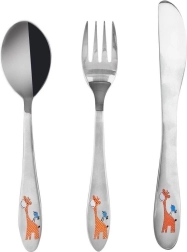 Tacâmuri pentru copii din oțel inoxidabil, girafă, set 3 piese