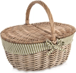 Coș de picnic din nuiele cu capac 42 × 32 × 35 cm