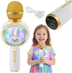 Microfon karaoke pentru copii Izoxis iepuraș alb
