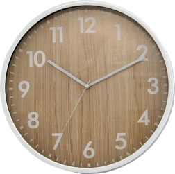 Ceas de perete 30,5 cm alb cu decor lemn