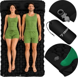 Trizand saltea turistică autogonflabilă dublă 120 × 190 cm cu pompă integrată cu piciorul și husă