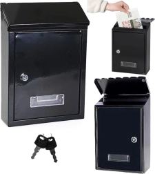 Cutie poștală din oțel galvanizat, neagră 26,5 × 18,5 × 6,5 cm