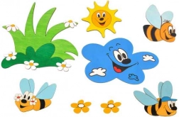 Decorațiune din lemn pajiște și albinuțe DoDo