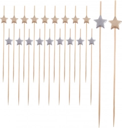 Bețe de bambus pentru aperitive cu steluțe 12 cm, 20 buc