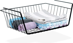 Coș suspendat sub raft, metalic, negru 40,5 × 26,5 × 14,5 cm