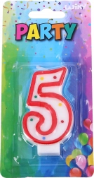 Lumânare de petrecere numărul 5 roșie