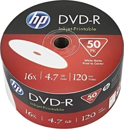 hp dvd-r 4,7 gb 16× imprimabil inkjet, 50 buc (bulk)