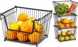 Coș metalic pentru fructe și legume, negru