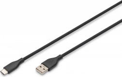 Cablu de încărcare din silicon USB-A la USB-C 60W 0,5m negru