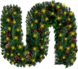 Ghirlandă de Crăciun 270 cm cu LED-uri calde și decorațiuni naturale