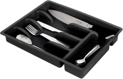 Organizator negru pentru tacâmuri, pentru sertar, 36 × 25,5 cm