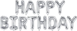 Baloane folie Happy Birthday – Argintiu