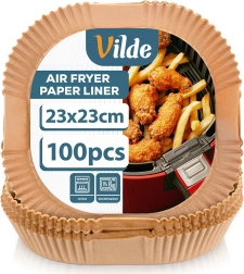 Inserții pătrate din hârtie pentru friteuza cu aer cald 23 × 23 cm, 100 buc VILDE