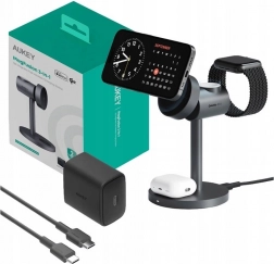 Încărcător wireless Aukey MagFusion 3 în 1, 15W gri