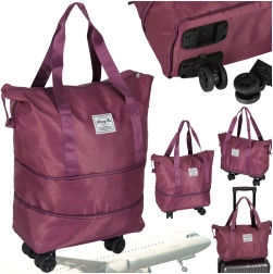 Geantă de călătorie pliabilă pe roți violetă