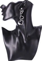 Cercei lungi cu inimi - argint