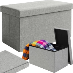 Puf pliabil cu spațiu de depozitare RUHHY gri 60 × 30 × 30 cm