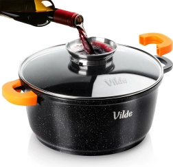 Oală din granit cu capac de sticlă TERRUNA AROMA 24 cm, 4 l