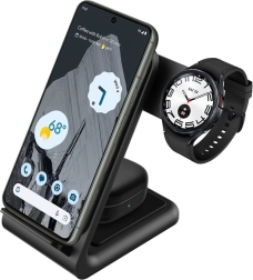 Încărcător wireless 3‑în‑1 pentru iPhone, Samsung și Android, Galaxy Watch și căști TWS