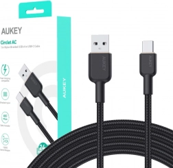 cablu aukey usb-a la usb-c 1 m, împletit, 60 w power delivery