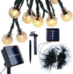 Ghirlandă luminoasă solară pentru grădină 10 m, 100 LED, alb cald