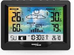 Stație meteo wireless cu DCF, ecran color și măsurarea temperaturii și umidității GREENBLUE