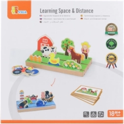 Viga puzzle educativ din lemn despre învățarea distanțelor 2 în 1