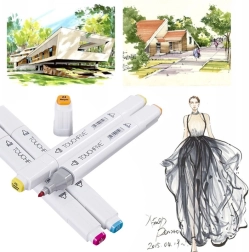 Markere pe bază de alcool TOUCHFIVE PRO cu două capete, 80 buc.