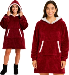 Hanorac-pătură RUHHY oversize cu glugă XXL roșu