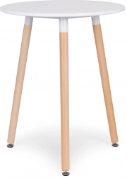 modernhome masă rotundă scandinavă 60 cm, blat alb și picioare din fag