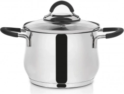 Oală din inox cu capac din sticlă Dalie 16 cm, 2,4 l