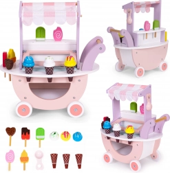 stand de înghețată din lemn pentru copii 12 piese ECOTOYS