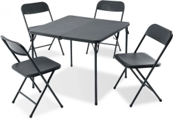 Set de grădină pliabil, 5 piese, cu masă metalică și 4 scaune