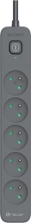 Prelungitor cu protecție la supratensiune TRACER Power Line+ 1,8 m, grafit, 5 prize