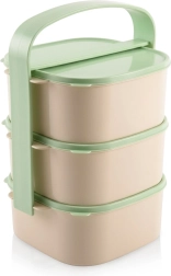 Caserolă pentru mâncare din plastic pe trei niveluri 3 × 1,15 l cu mâner