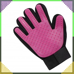 Mănușă pentru pieptănarea blănii și masaj pentru câini și pisici – silicon roz